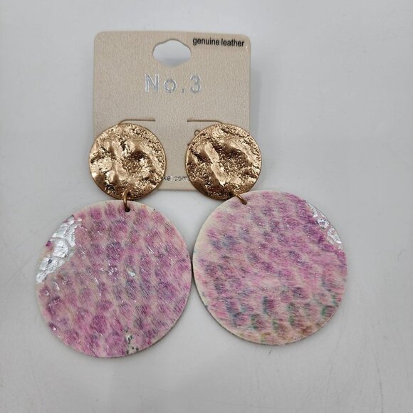 NO 3 Mermaid Gold Over The Ocean Double Disk Statement Dangle Earrings NWT - Picture 2 of 3